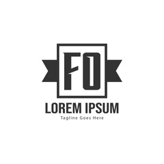 Initial FO logo template with modern frame. Minimalist FO letter logo vector illustration
