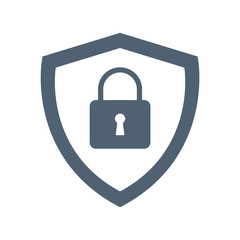 Lock and shield icon, vector illustration, security symbol. Guard safe protection