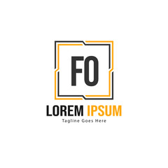 Initial FO logo template with modern frame. Minimalist FO letter logo vector illustration