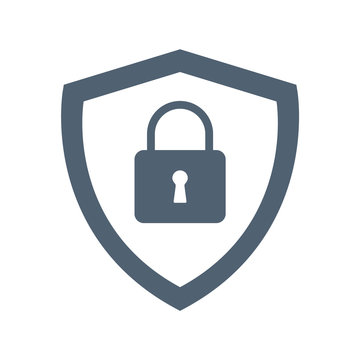 Lock and shield icon, vector illustration, security symbol. Guard safe protection