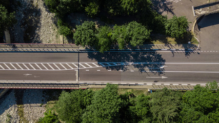 Top down Shot Of A Highway Passing Through The Rural Countryside
