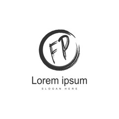 Initial FP logo template with modern frame. Minimalist FP letter logo vector illustration