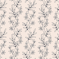 seamless vector hand drawn gentle floral pattern. seamless template in swatch panel - 274690112