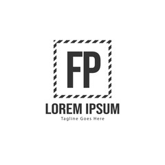 Initial FP logo template with modern frame. Minimalist FP letter logo vector illustration