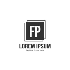 Initial FP logo template with modern frame. Minimalist FP letter logo vector illustration