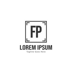 Initial FP logo template with modern frame. Minimalist FP letter logo vector illustration