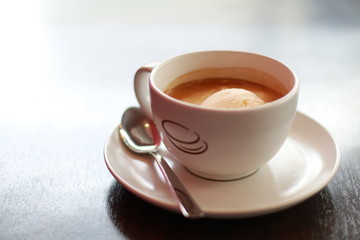 cup of coffee on black background