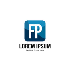 Initial FP logo template with modern frame. Minimalist FP letter logo vector illustration