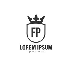 Initial FP logo template with modern frame. Minimalist FP letter logo vector illustration