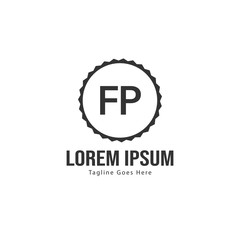 Initial FP logo template with modern frame. Minimalist FP letter logo vector illustration