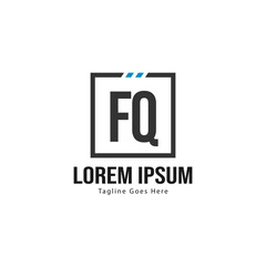 Initial FQ logo template with modern frame. Minimalist FQ letter logo vector illustration