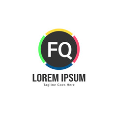 Initial FQ logo template with modern frame. Minimalist FQ letter logo vector illustration