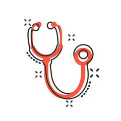 Stethoscope sign icon in comic style. Doctor medical vector cartoon illustration on white isolated background. Hospital business concept splash effect.