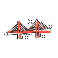 Bridge sign icon in comic style. Drawbridge vector cartoon illustration on white isolated background. Road business concept splash effect.