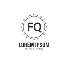 Initial FQ logo template with modern frame. Minimalist FQ letter logo vector illustration