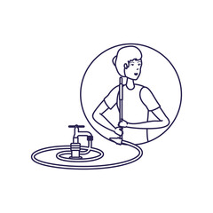 Isolated woman cartoon and cleaning design
