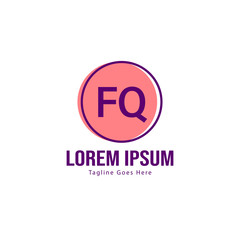 Initial FQ logo template with modern frame. Minimalist FQ letter logo vector illustration
