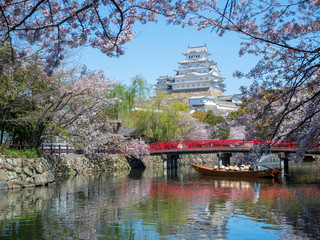 Landscape of Himeji Castle in spring.