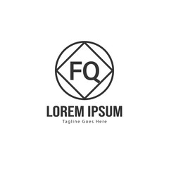 Initial FQ logo template with modern frame. Minimalist FQ letter logo vector illustration