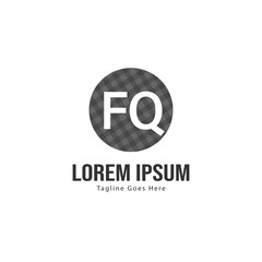 Initial FQ logo template with modern frame. Minimalist FQ letter logo vector illustration