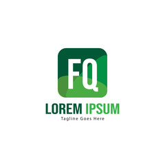 Initial FQ logo template with modern frame. Minimalist FQ letter logo vector illustration