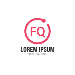 Initial FQ logo template with modern frame. Minimalist FQ letter logo vector illustration