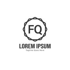 Initial FQ logo template with modern frame. Minimalist FQ letter logo vector illustration