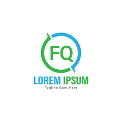 Initial FQ logo template with modern frame. Minimalist FQ letter logo vector illustration