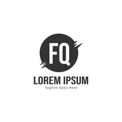 Initial FQ logo template with modern frame. Minimalist FQ letter logo vector illustration