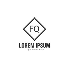 Initial FQ logo template with modern frame. Minimalist FQ letter logo vector illustration