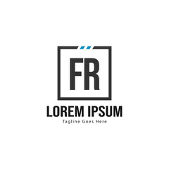 Initial FR logo template with modern frame. Minimalist FR letter logo vector illustration