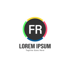 Initial FR logo template with modern frame. Minimalist FR letter logo vector illustration