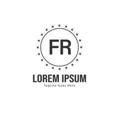 Obraz premium Initial FR logo template with modern frame. Minimalist FR letter logo vector illustration