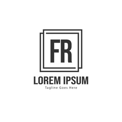 Initial FR logo template with modern frame. Minimalist FR letter logo vector illustration