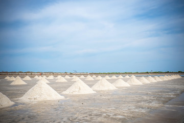 Farming salt,sea salt pile pyramid,raw salt from natural
