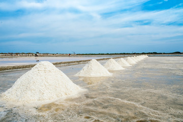 Farming salt,sea salt pile pyramid,raw salt from natural