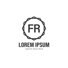 Initial FR logo template with modern frame. Minimalist FR letter logo vector illustration