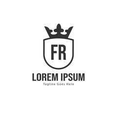 Initial FR logo template with modern frame. Minimalist FR letter logo vector illustration