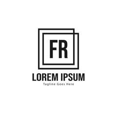 Initial FR logo template with modern frame. Minimalist FR letter logo vector illustration