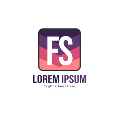 Initial FS logo template with modern frame. Minimalist FS letter logo vector illustration