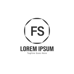 Initial FS logo template with modern frame. Minimalist FS letter logo vector illustration