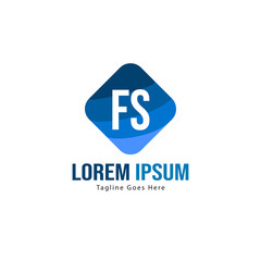 Initial FS logo template with modern frame. Minimalist FS letter logo vector illustration