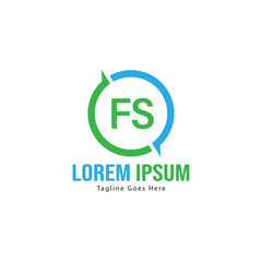 Initial FS logo template with modern frame. Minimalist FS letter logo vector illustration