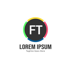 Initial FT logo template with modern frame. Minimalist FT letter logo vector illustration