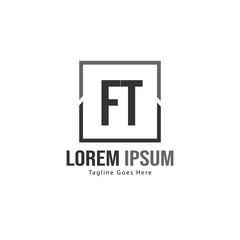 Initial FT logo template with modern frame. Minimalist FT letter logo vector illustration