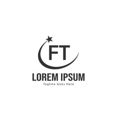 Initial FT logo template with modern frame. Minimalist FT letter logo vector illustration