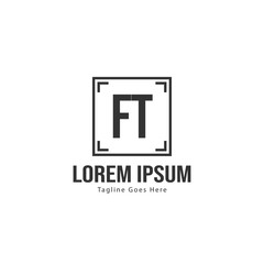 Initial FT logo template with modern frame. Minimalist FT letter logo vector illustration