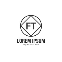 Initial FT logo template with modern frame. Minimalist FT letter logo vector illustration