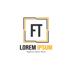 Initial FT logo template with modern frame. Minimalist FT letter logo vector illustration