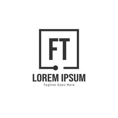 Initial FT logo template with modern frame. Minimalist FT letter logo vector illustration